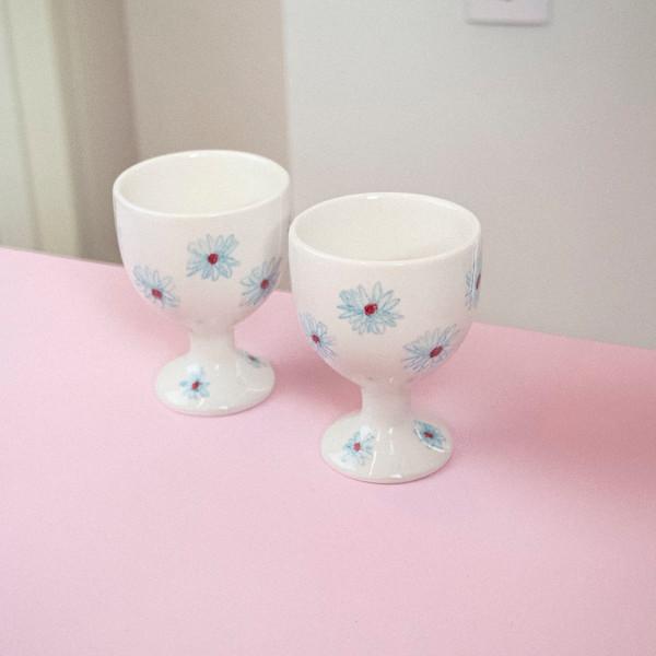 vintage flower mini wine glass(skyblue)