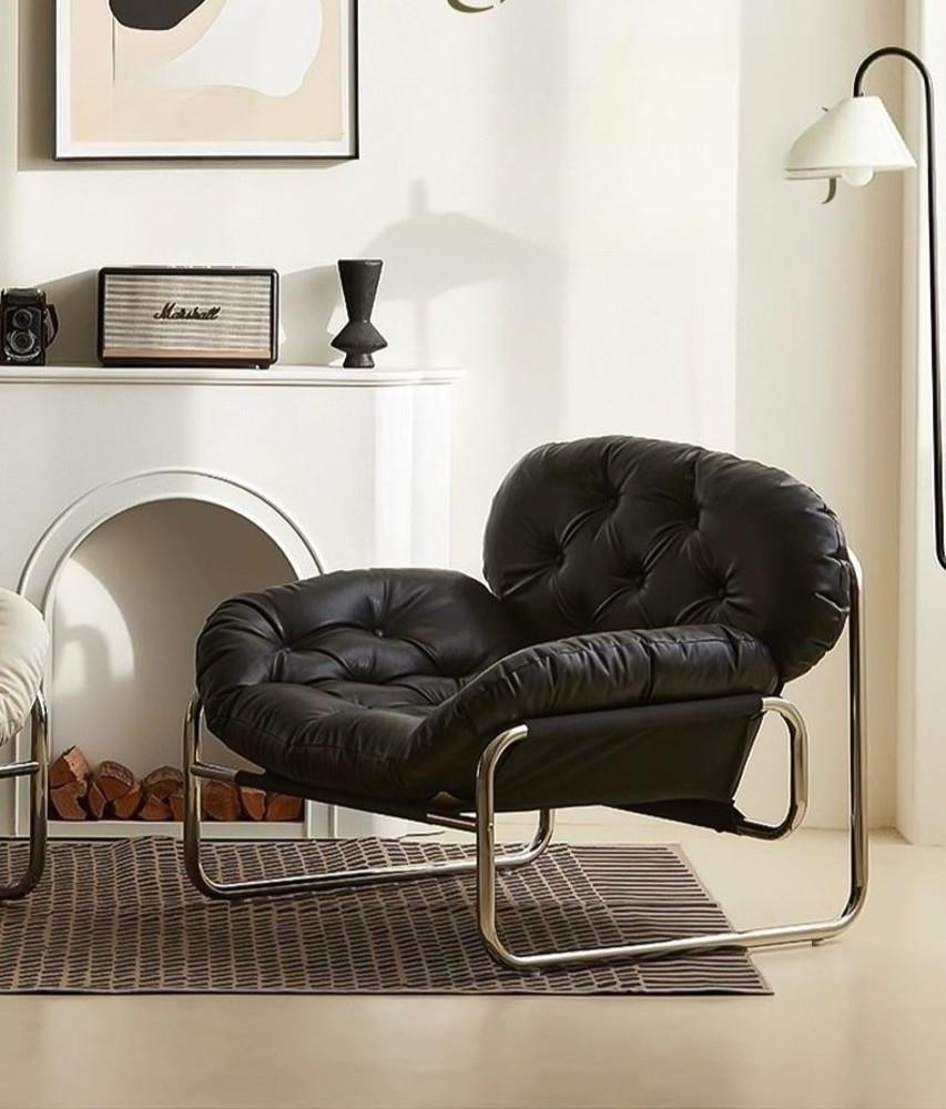 헤이유드 블랙 가죽 엠보 안락의자 라운지체어 Loveseat 블랙 1인소파