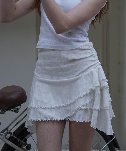Shirring Wave Skirt [Ivory]