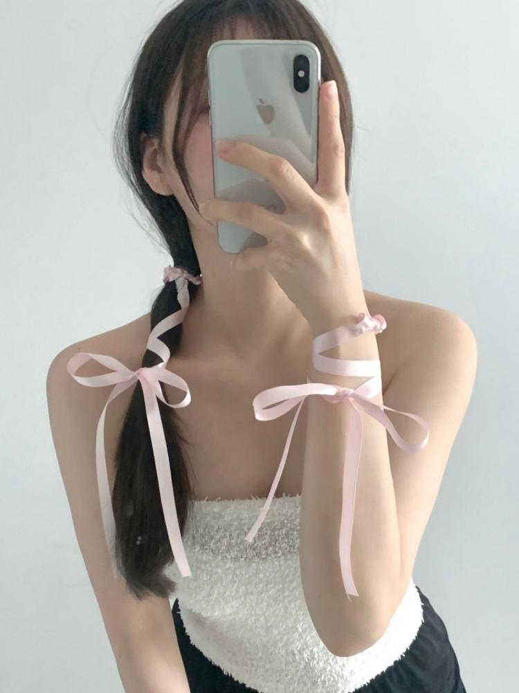 발레코어 새틴 리본 스트랩 머리끈 헤어끈