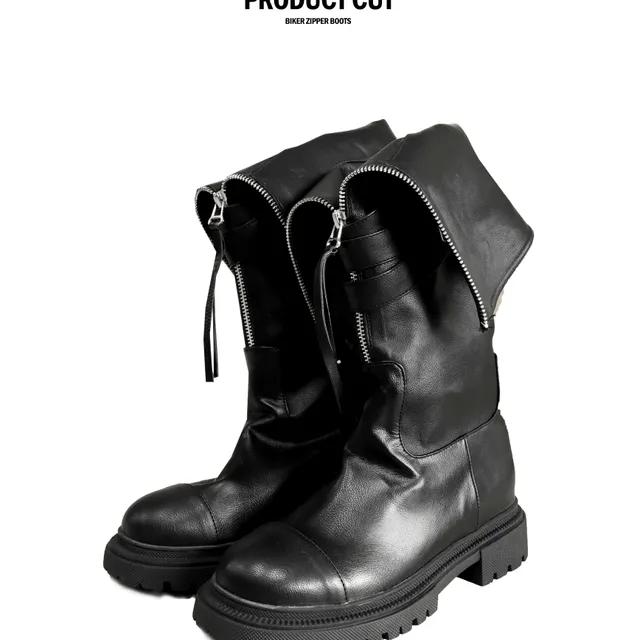 Biker zipper boots