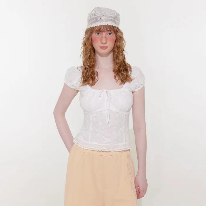 [2차][SET] Grove Puff Blouse (Scarf Set / White)