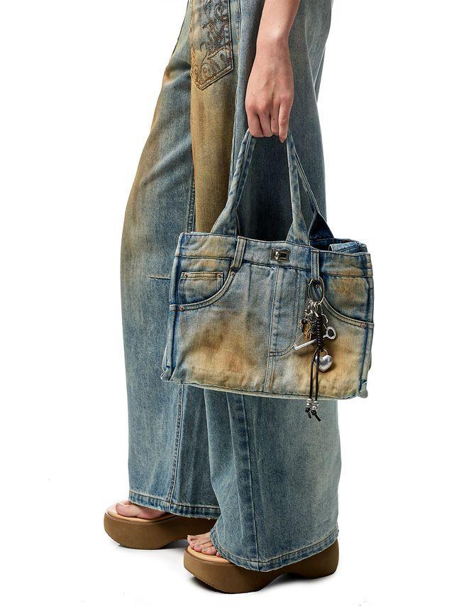 [1JINN STUDIO] Embroidered Denim Tote Bag