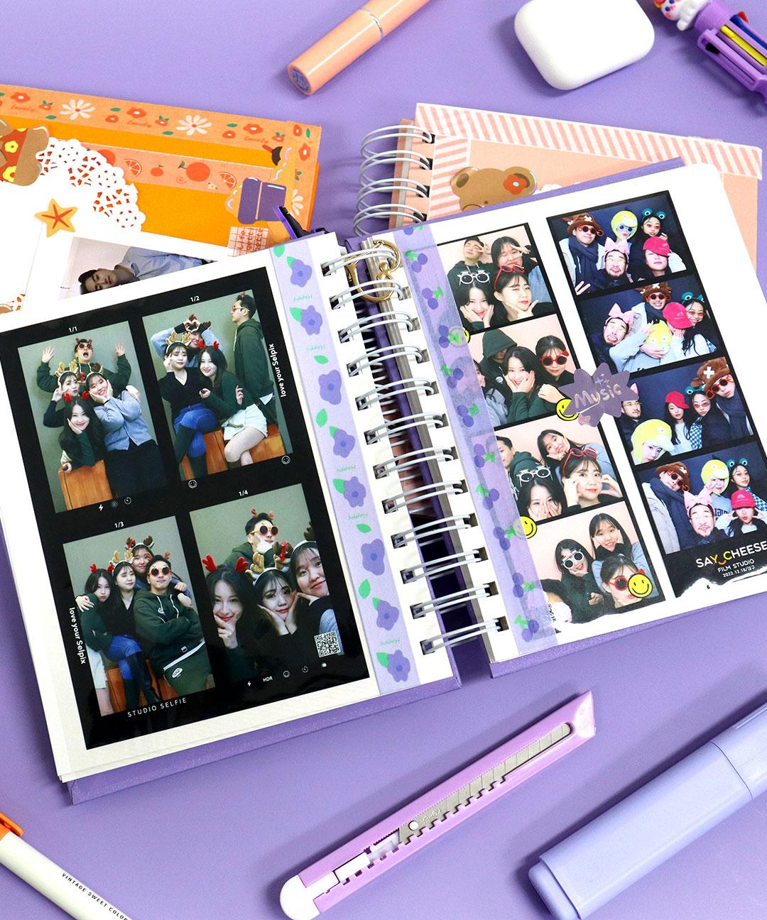 🧸다꾸스티커1장+뽀글이스티커1장🧸 오름 데일리 접착식 인생네컷 앨범 포토푹