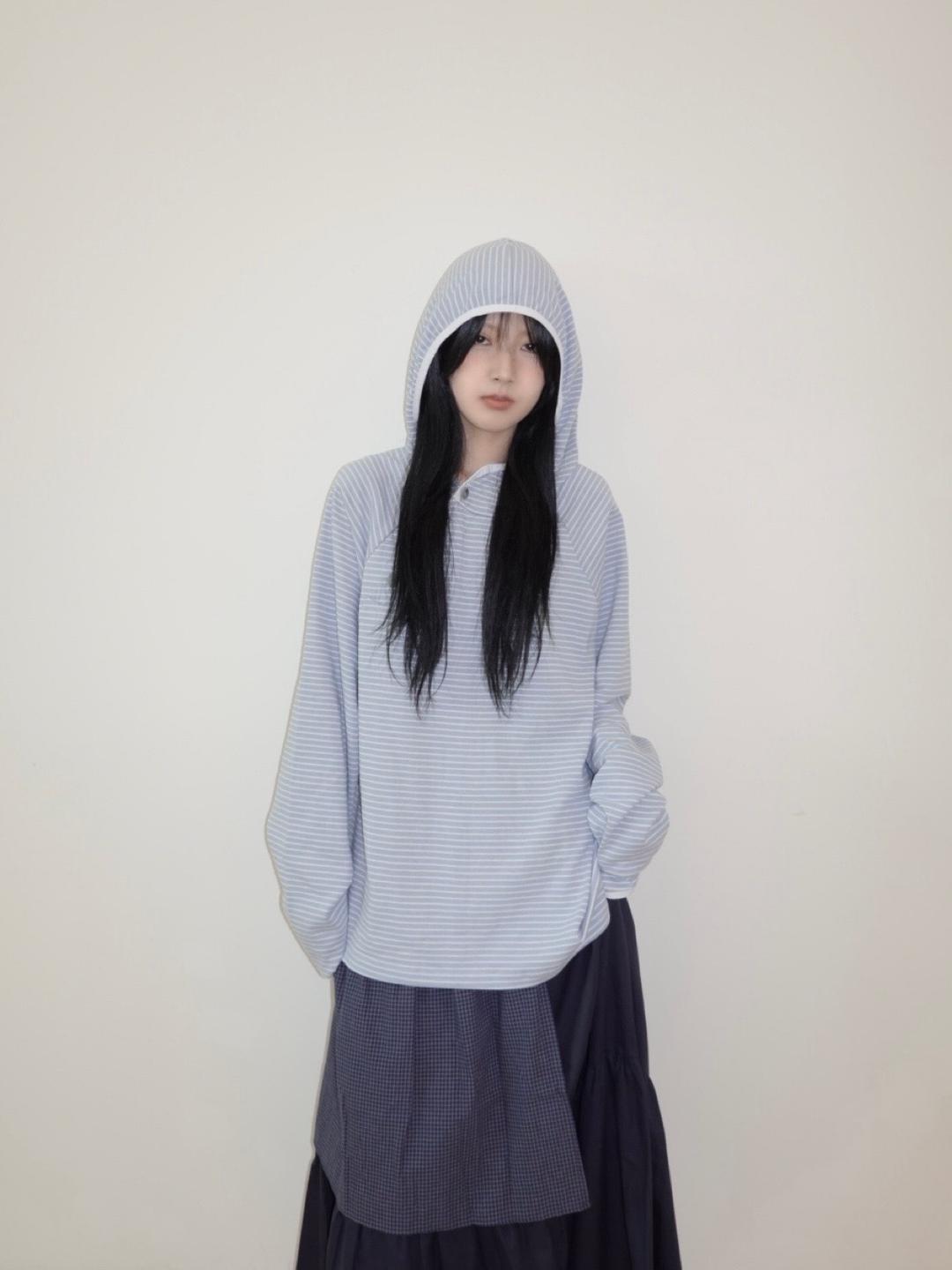 [소라 추가] 칸쵸 버튼 긴팔 후드티 (1color) - 남여공용