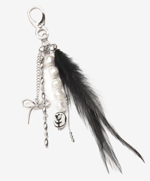 Signature Plume Key Ring in Black
