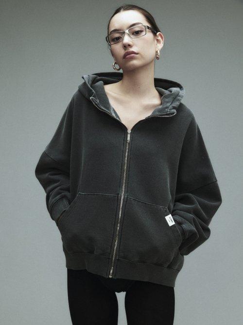 G CLASSIC WASHED BOXY ZIP UP (CHARCOAL)