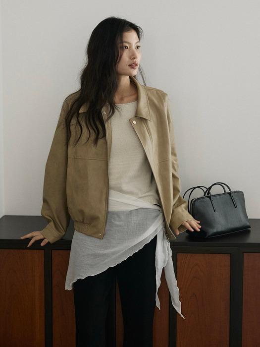 Raw Leather Blouson Jacket (2color)