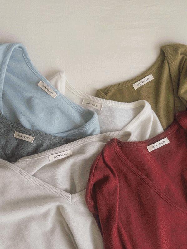 슬로우앤드 made. 베른 여리핏 딥브이넥 니트 - 6 color