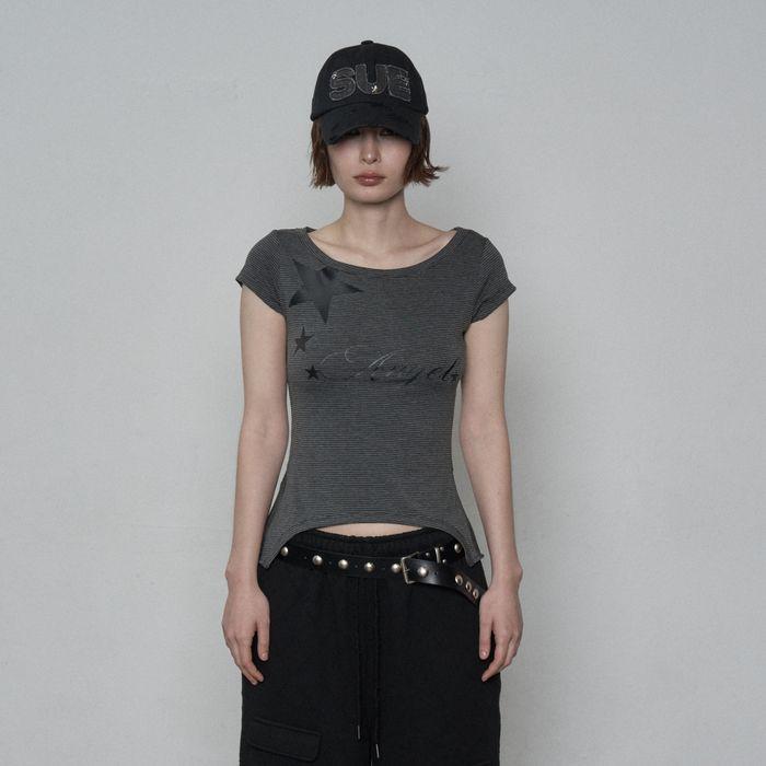STRIPE ANGEL TOP / CHARCOAL