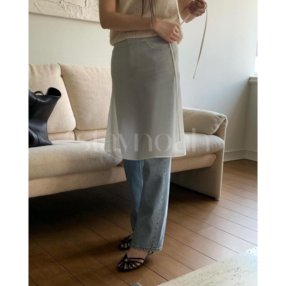 (M당일) jinsim 진심 에이미 레이어드 스커트 시스루 미디 스트링 sk