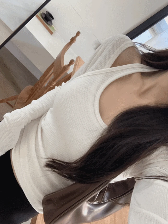 (가을신상/승모근커버!) 비컴 홀터넥 레이어드 골지 니트 티셔츠 세트 (3color)