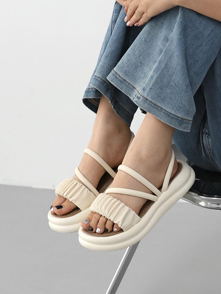 케릴 두가지스타일 2way 셔링 어퍼 통굽 슬리퍼 & 스트랩 샌들(4.0cm)