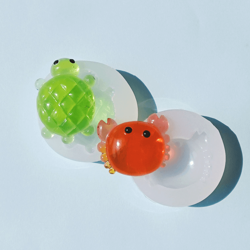 1구 꼬마 멜론빵 거북이, 꽃게 몰드/ 메론빵 장식 지비츠 / 레진아트 실리콘 몰드