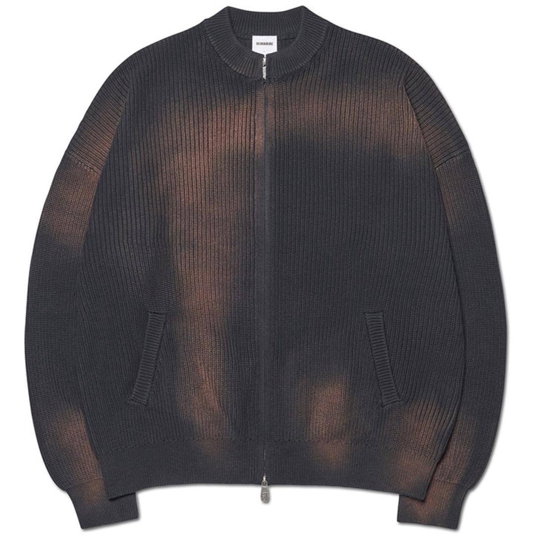SPRAY DYEING KNIT ZIP-UP - CHARCOAL