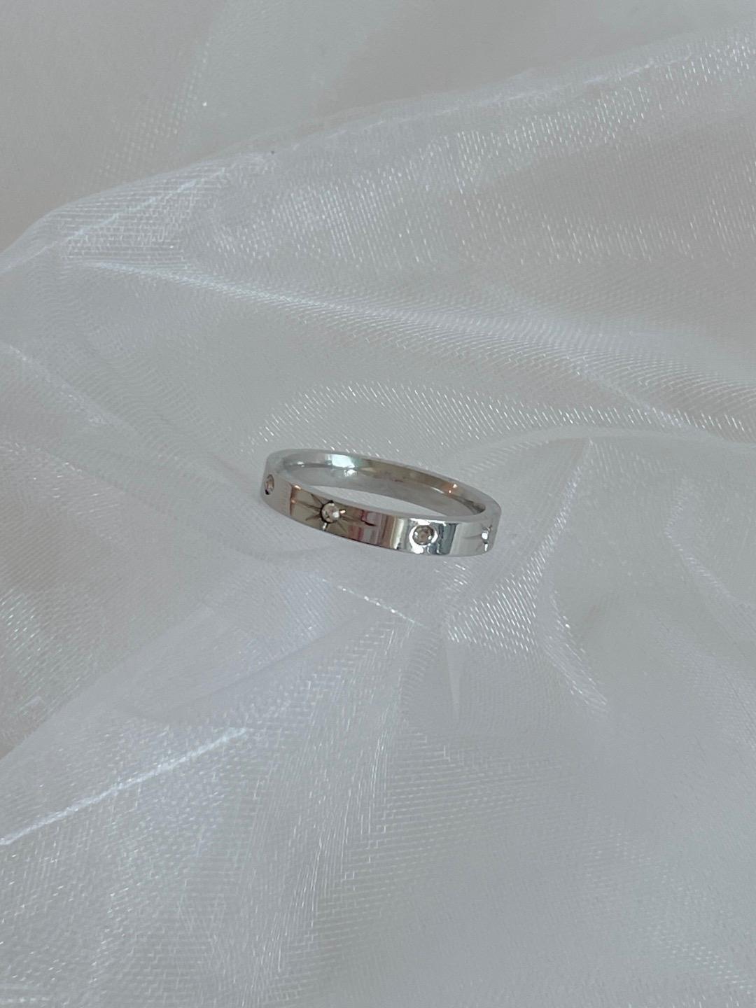 뮤징 [ver2] 써지컬스틸 큐빅 섬광 링 반지 (5 size)