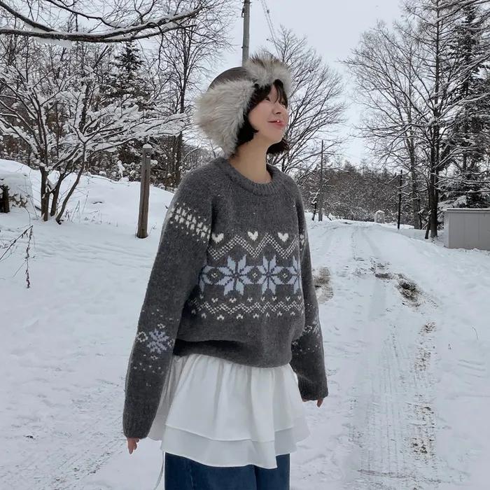 [2nd] Aro Alpaca Nordic Knit - Charcoal