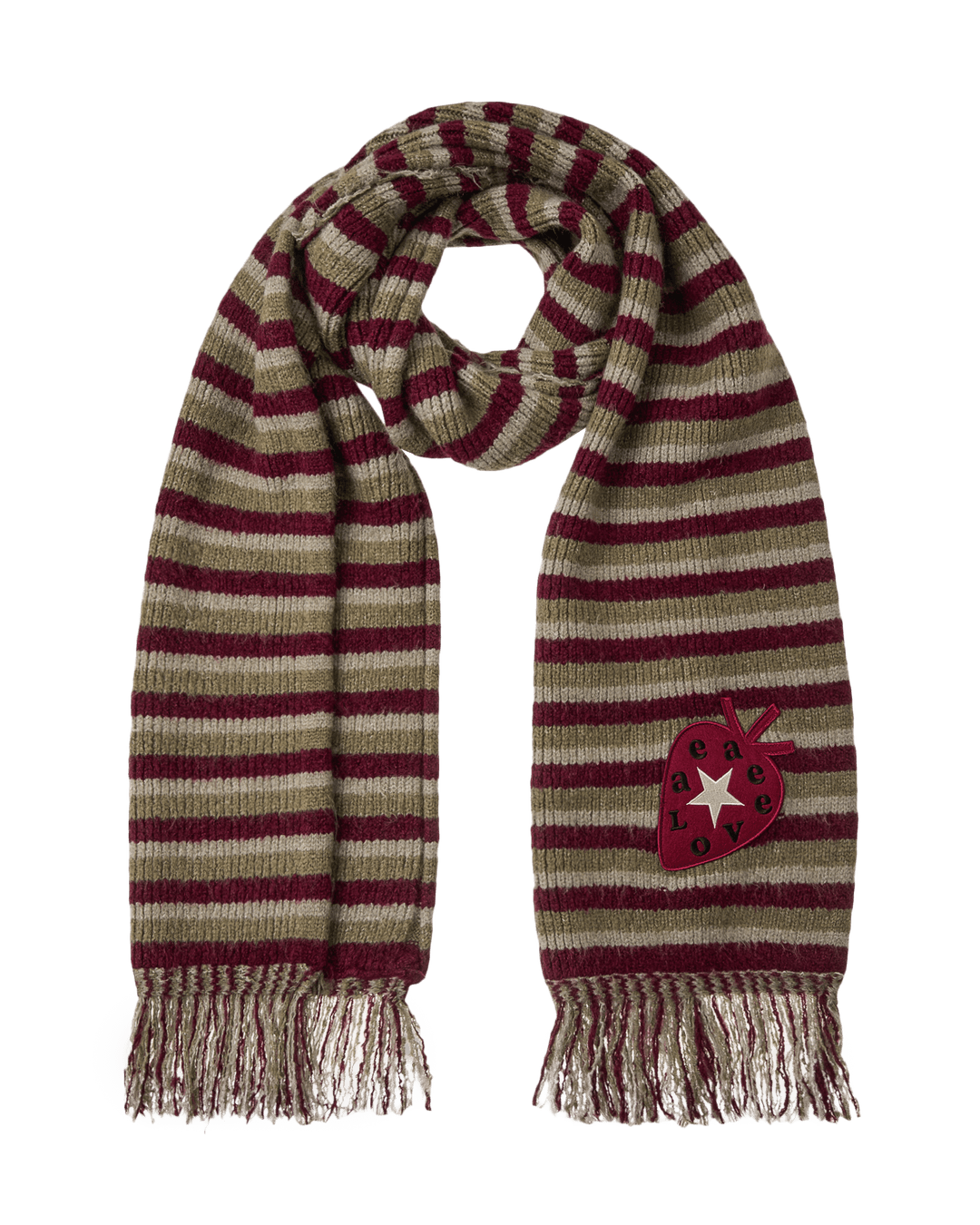 STRIPE TASSEL MUFFLER [BURGUNDY]