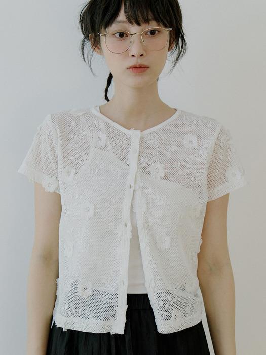 WOI FLORAL CARDIGAN IVORY