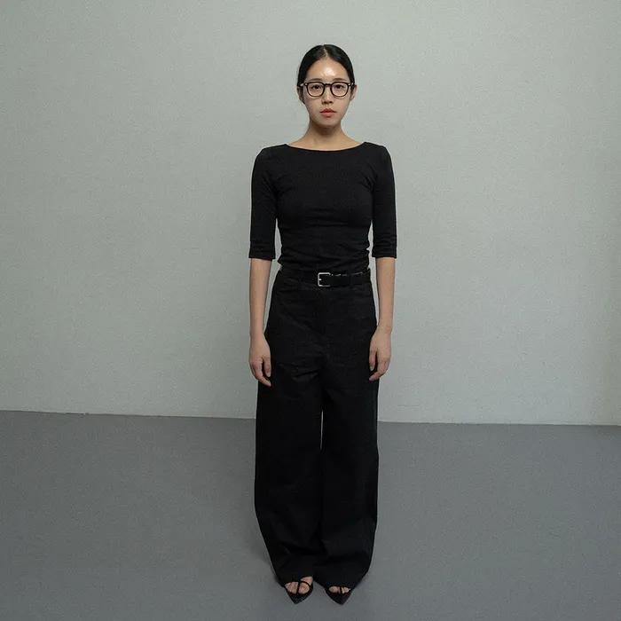 [ESSENTIAL] 2ND_CLASSIC BOAT NECK TOP - BLACK