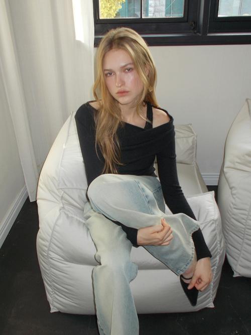 Cross-Over Drape T-Shirt, Black