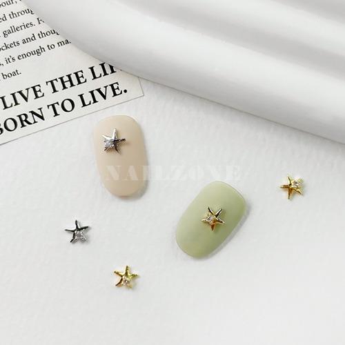 (3개입) 메탈 큐빅 포인트 별 네일파츠