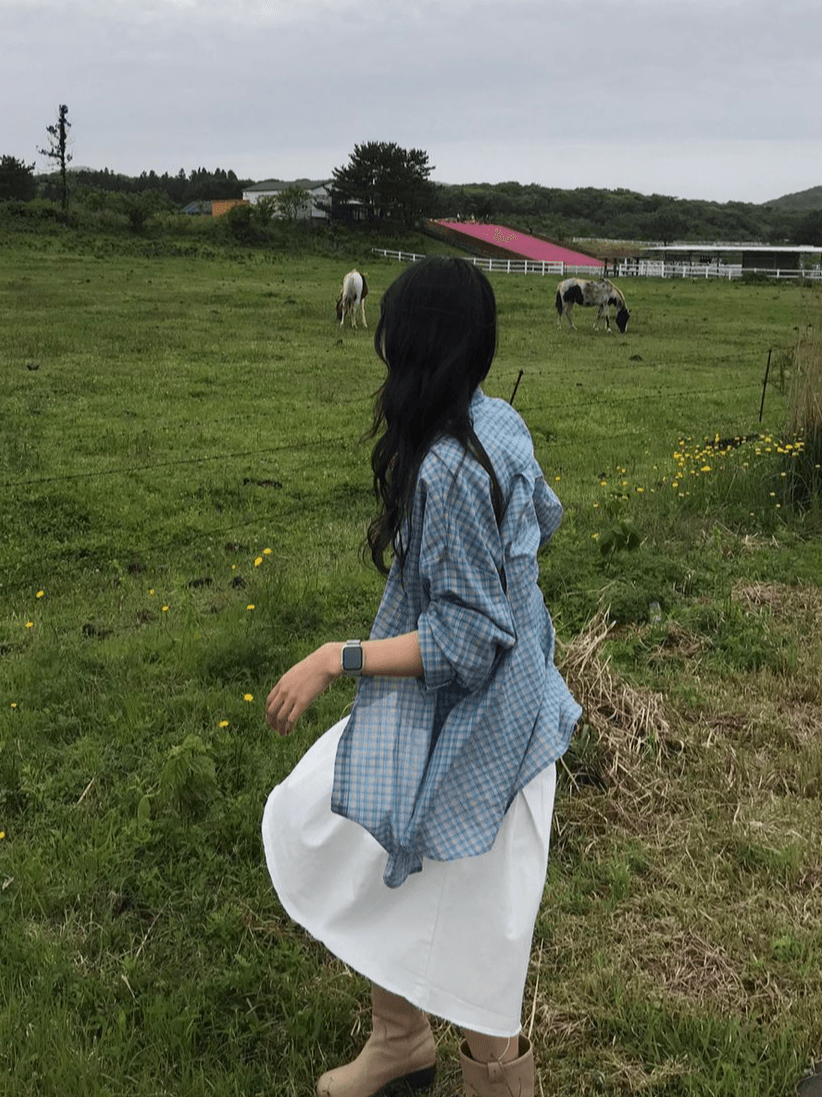 원그린 (🎉주문폭주/간절기룩🍂) 오엘 유니섹스 오버핏 긴팔 체크셔츠