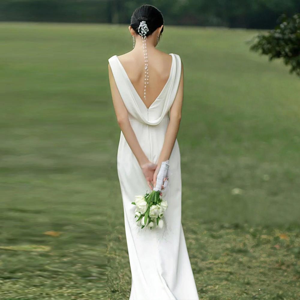 셀프 실크 머메이드 웨딩 촬영 드레스