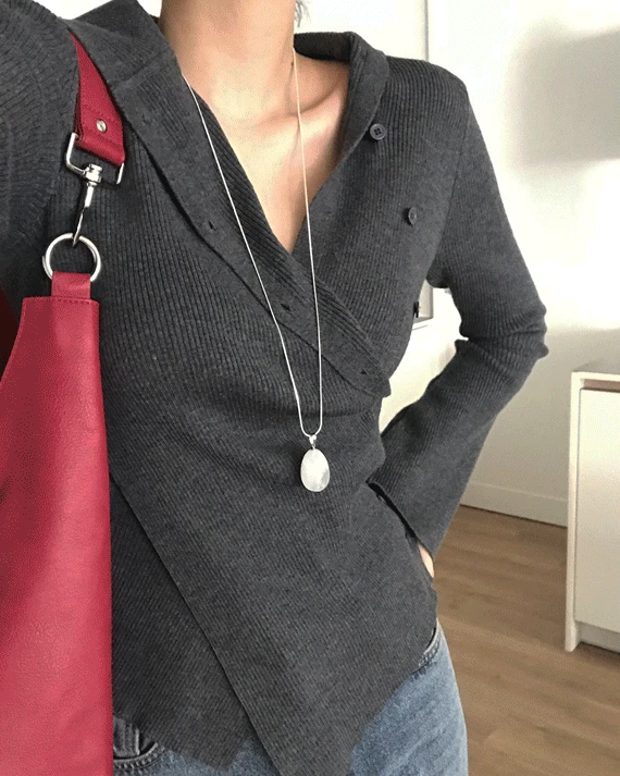 *2way*메이비 사선 버튼 폴라 니트(3COLOR)