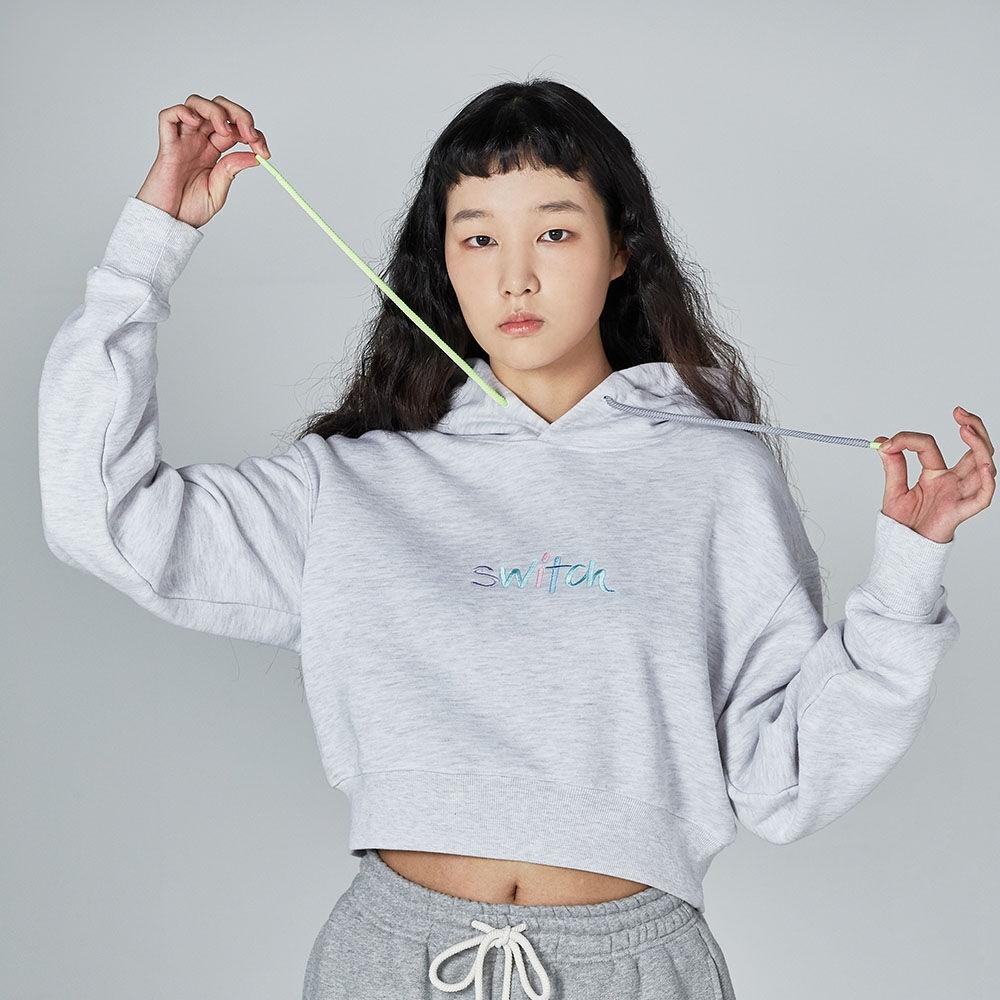 STREET LOGO CROP HOODIE _ LIGHT MELANGE GRAY_SVS1TS52LG