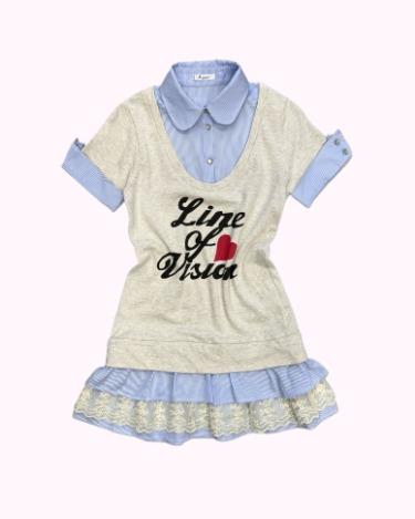 printing layered blouse dress