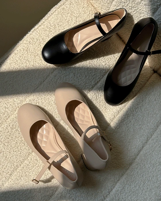 [당일배송] 유엠 메리제인 힐 펌프스 슬링백 미들힐 (5CM)