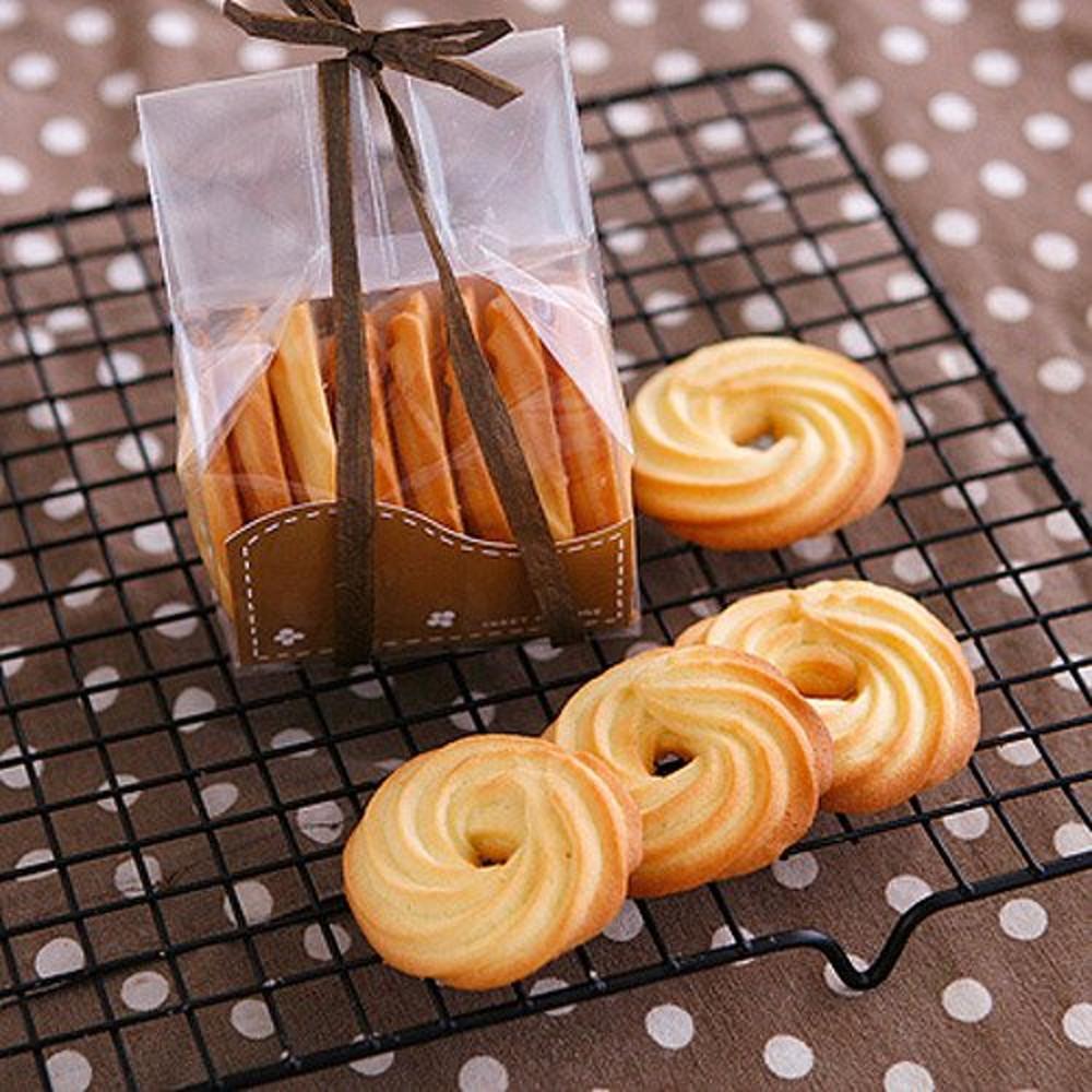 쿠키포장 봉투세트 5매입 (물결 쿠키받침 포함) 홈베이킹 포장비닐