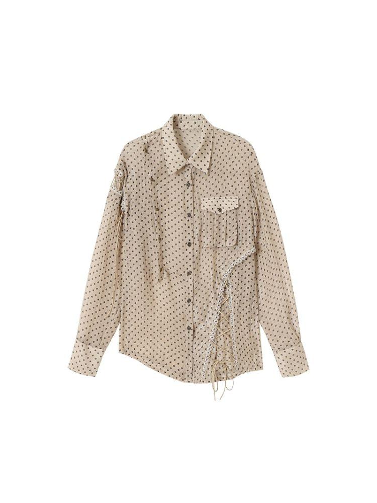 Polka dot plaid sun loose shirt【s0000012622】