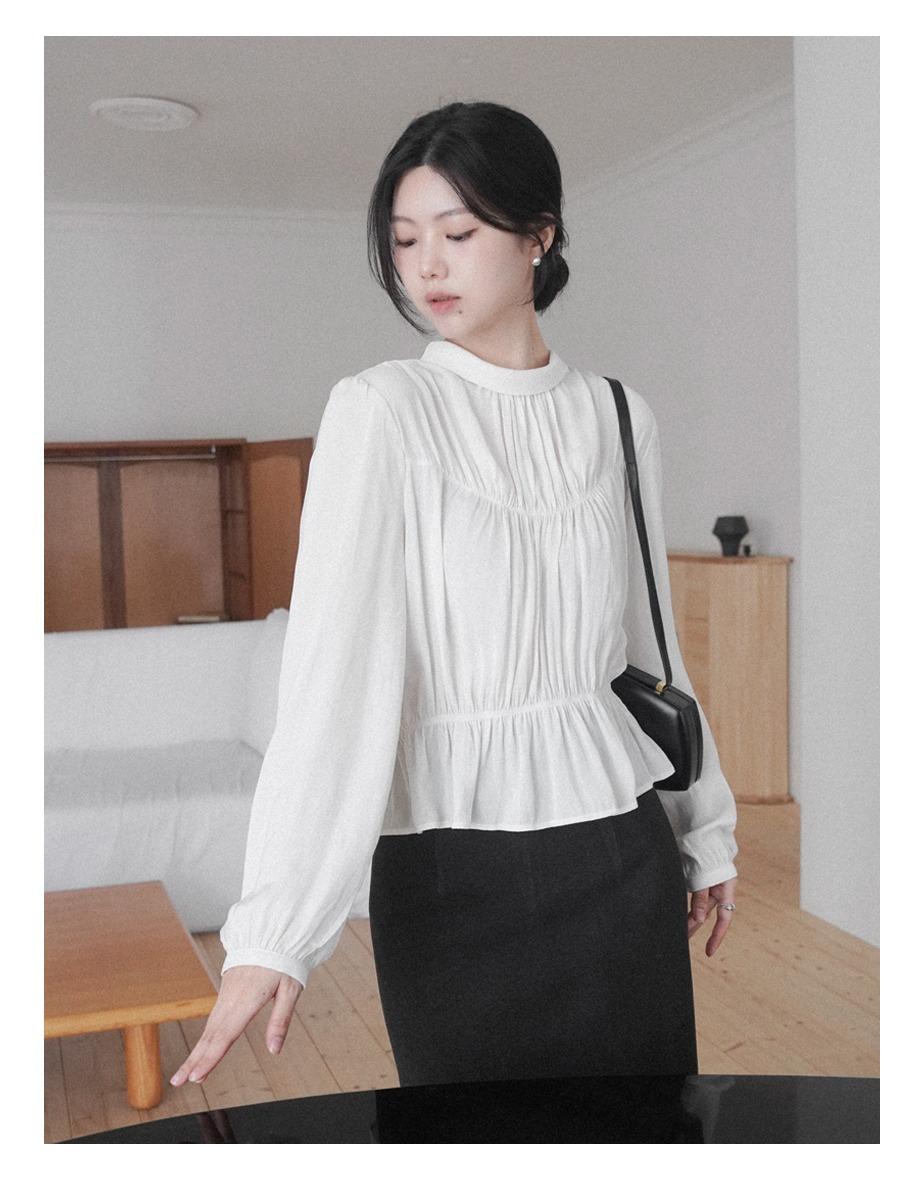 모엘르 밴드 셔링 타이 블라우스 (2colors)