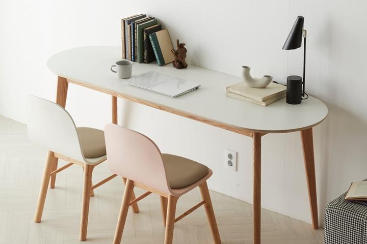 [5%쿠폰] 라움 엔젤 책상 화이트테이블 (타원형)