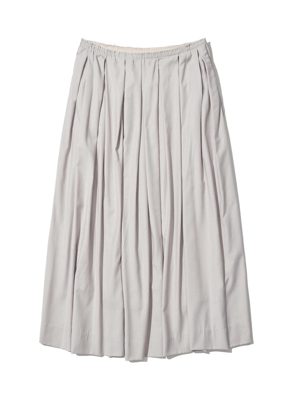 [WOMEN] CUT OFF GATHERING PLEATS MAXI SKIRT_ECRU