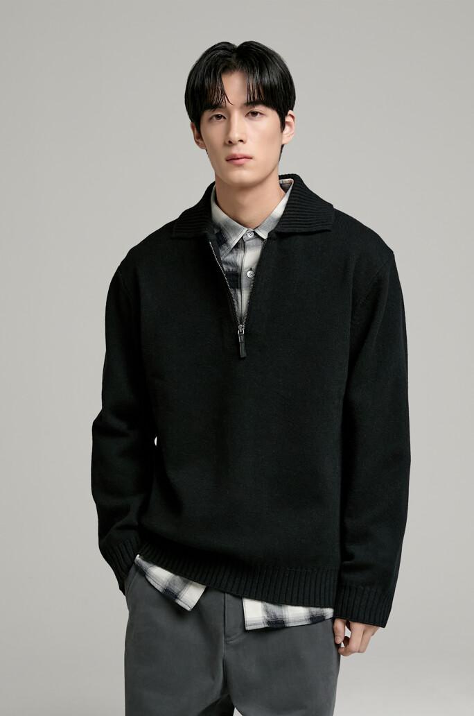 [DKNY] 쿼터 집업 폴로 니트