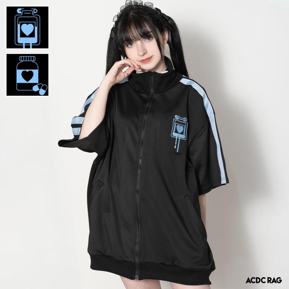 acdc rag 수혈/약병 반팔 저지 재킷 블랙&파스텔 블루