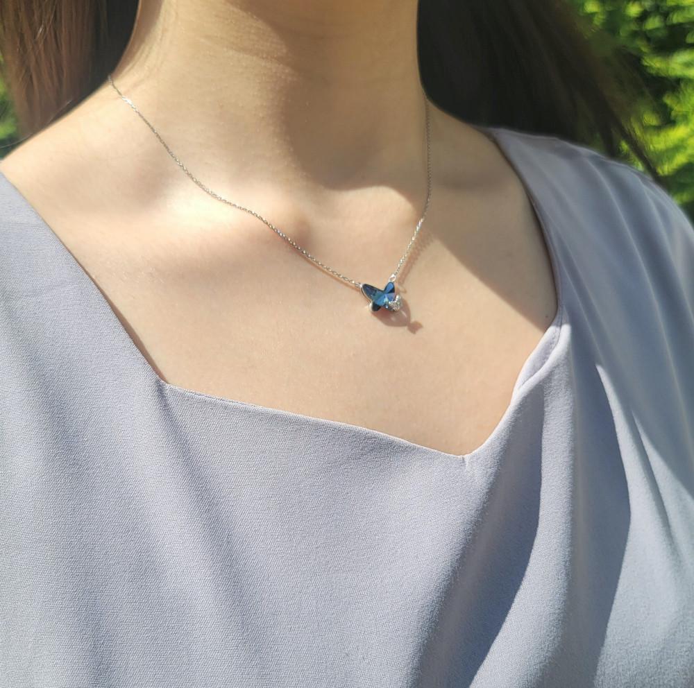 위안부 기부 후원 파란나비 은 목걸이