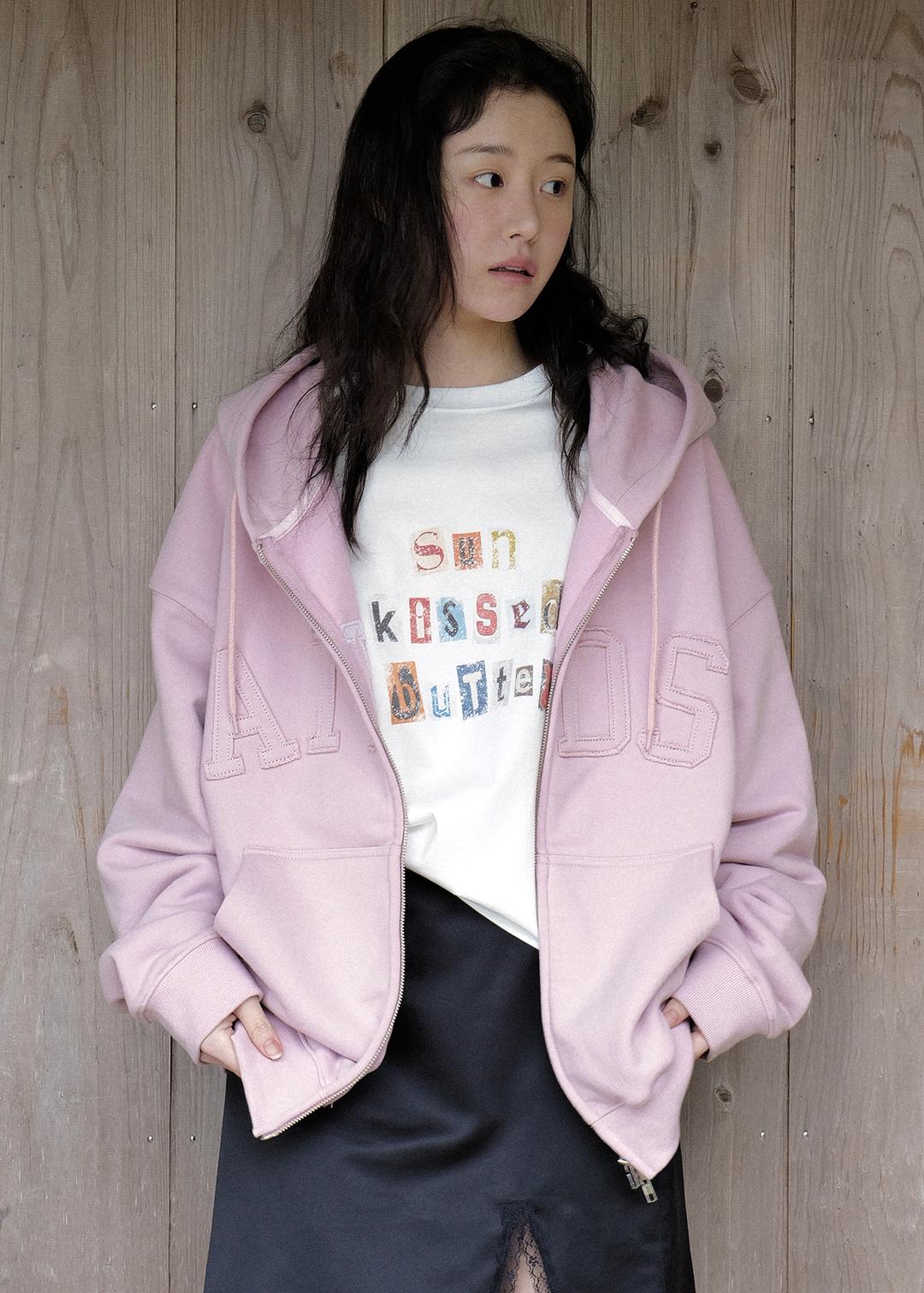 Penny logo hoodie zip-up (pink)