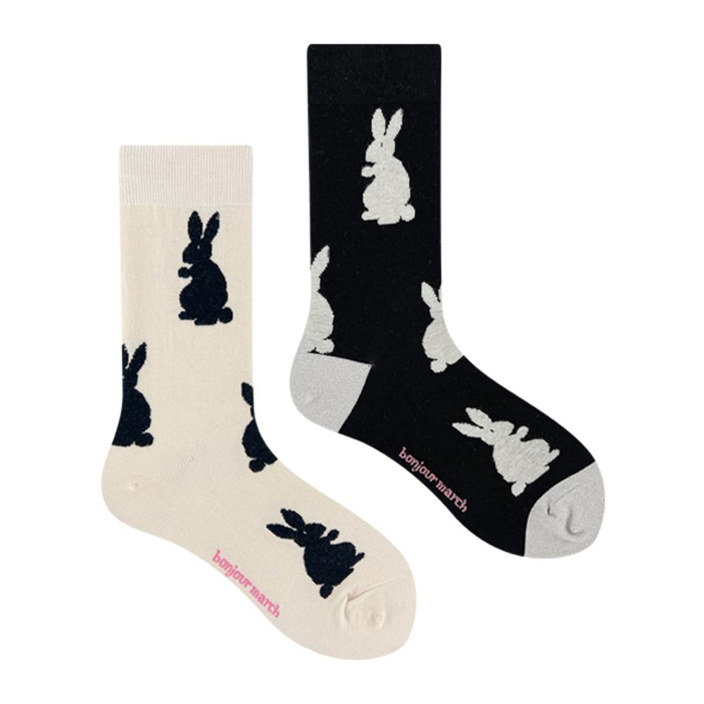 봉주르마치 양말 디자인양말 토끼양말 흑토끼해  Black rabbit socks