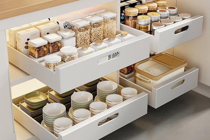 [리퍼] 초간단 무타공 부착식 설치 슬라이딩 레일 주방 선반