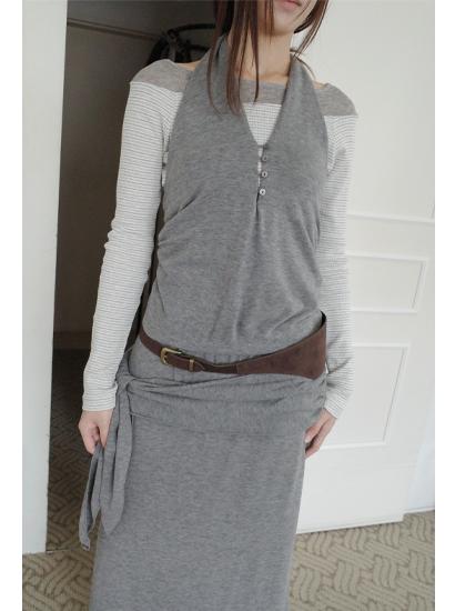 슬럽 스트랩 밴딩 스커트 (2c)