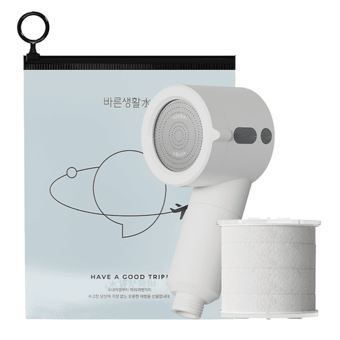 바른생활수 여행용 미니 샤워기 + 필터, 화이트, 1개 - 필터샤워기 | 쿠팡