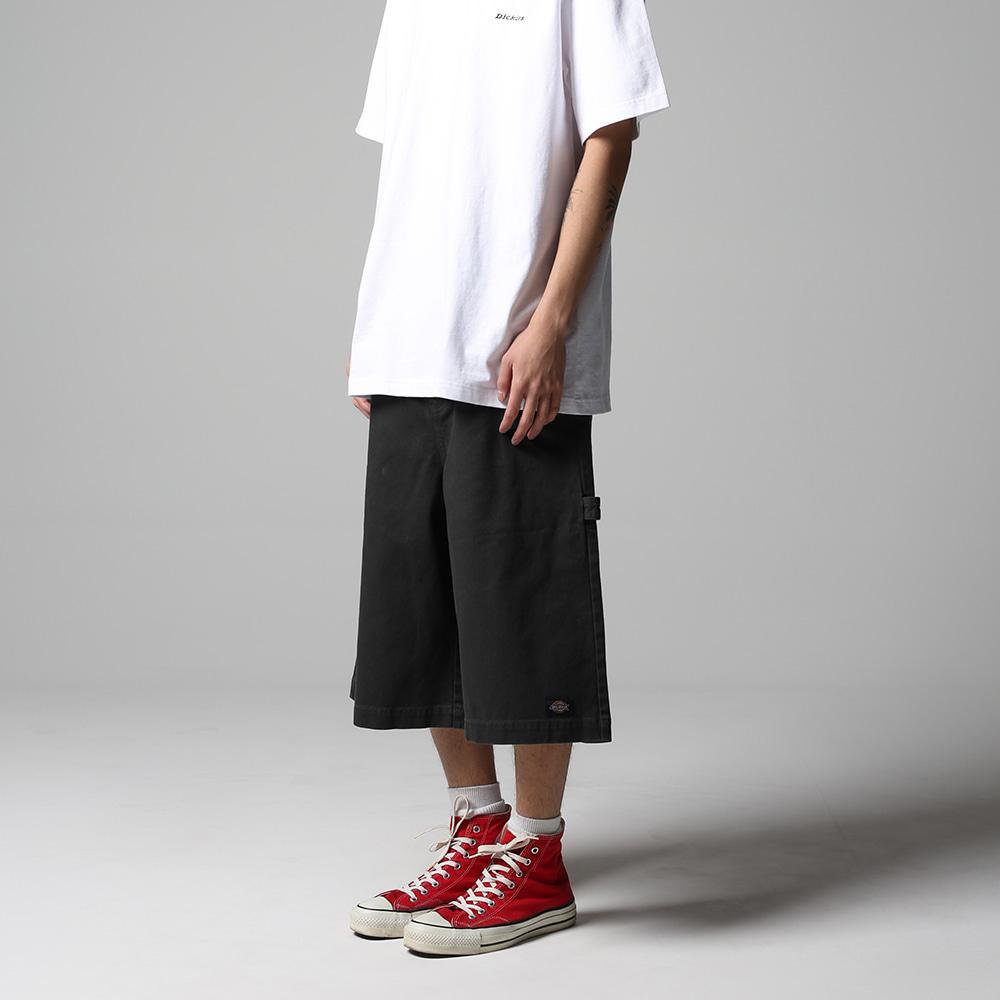 가먼트 다이드 오버랭스 트윌 쇼츠 Black