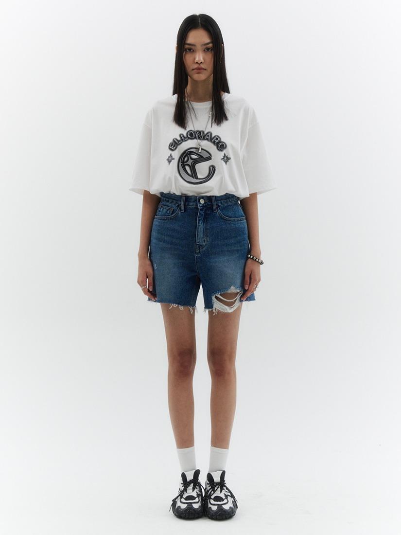 구제 하프 데님 팬츠_블루