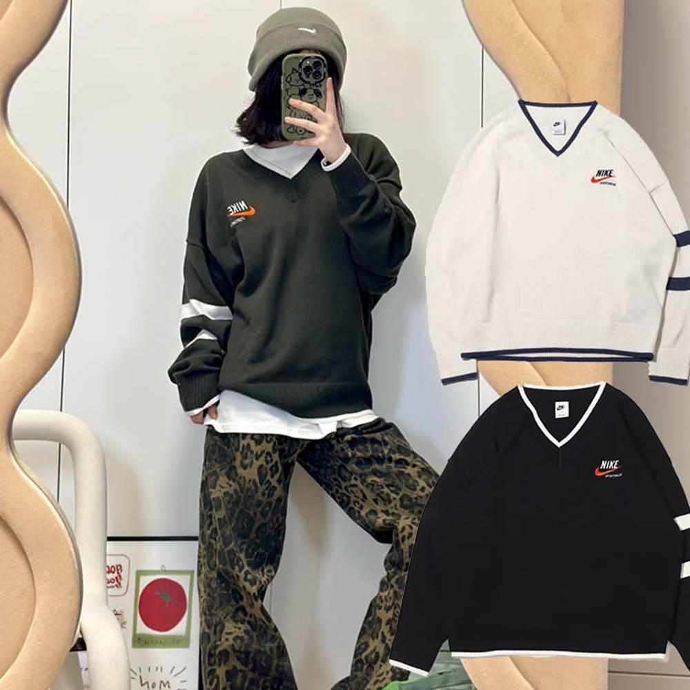 [해외] 나이키 오버핏 루즈핏 브이넥 니트 스웨터 스웻셔츠 DX0009-325 133 010