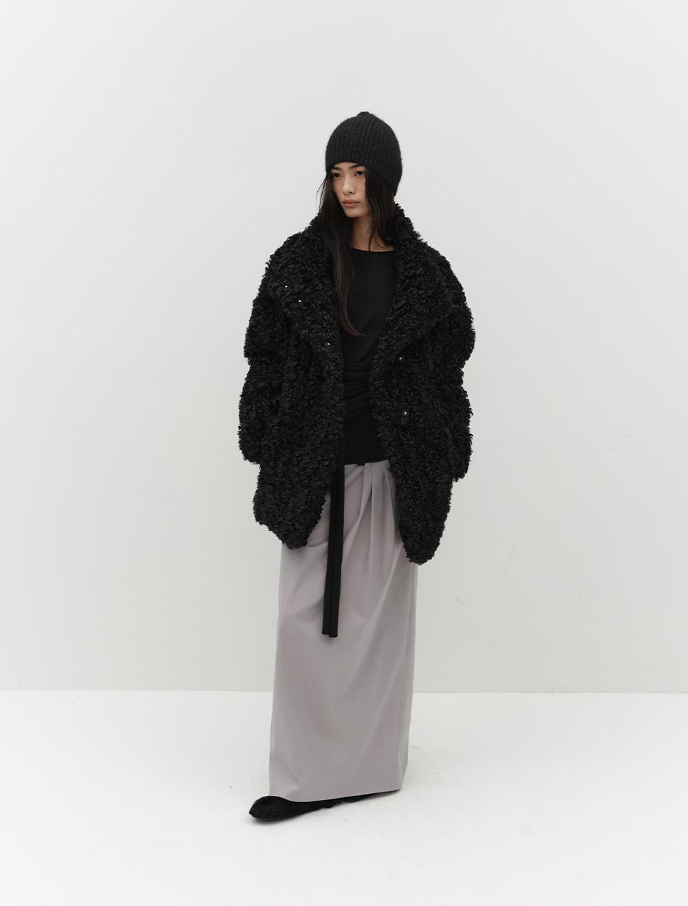 CURLY FUR COAT [BLACK]