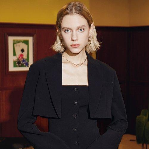 YY crop jacket suit set black